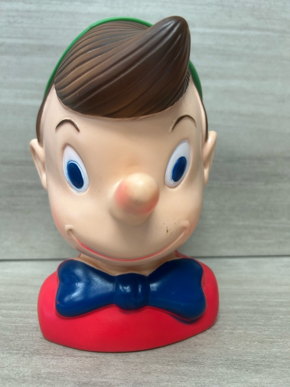 10” Tall Vintage Rondec Hard Plastic Pinocchio Head Cookie Jar